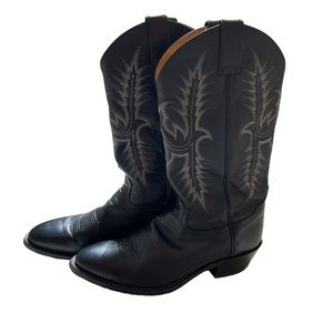 Tony Lama 12” tall Americana Men black Embroidered Cowboy Boots Size 10